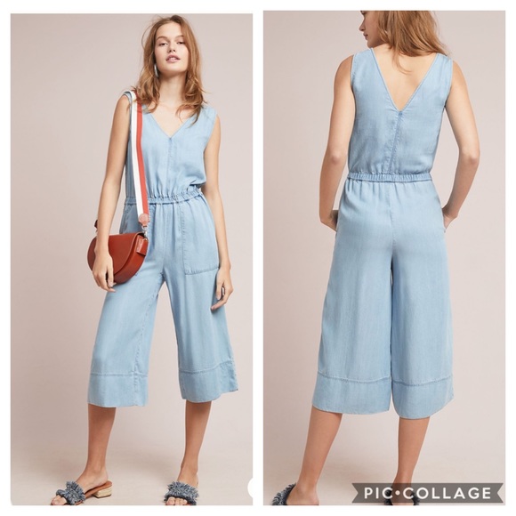 Anthropologie Pants - ☀️ Anthro Splendid Cropped Chambray Jumpsuit | S